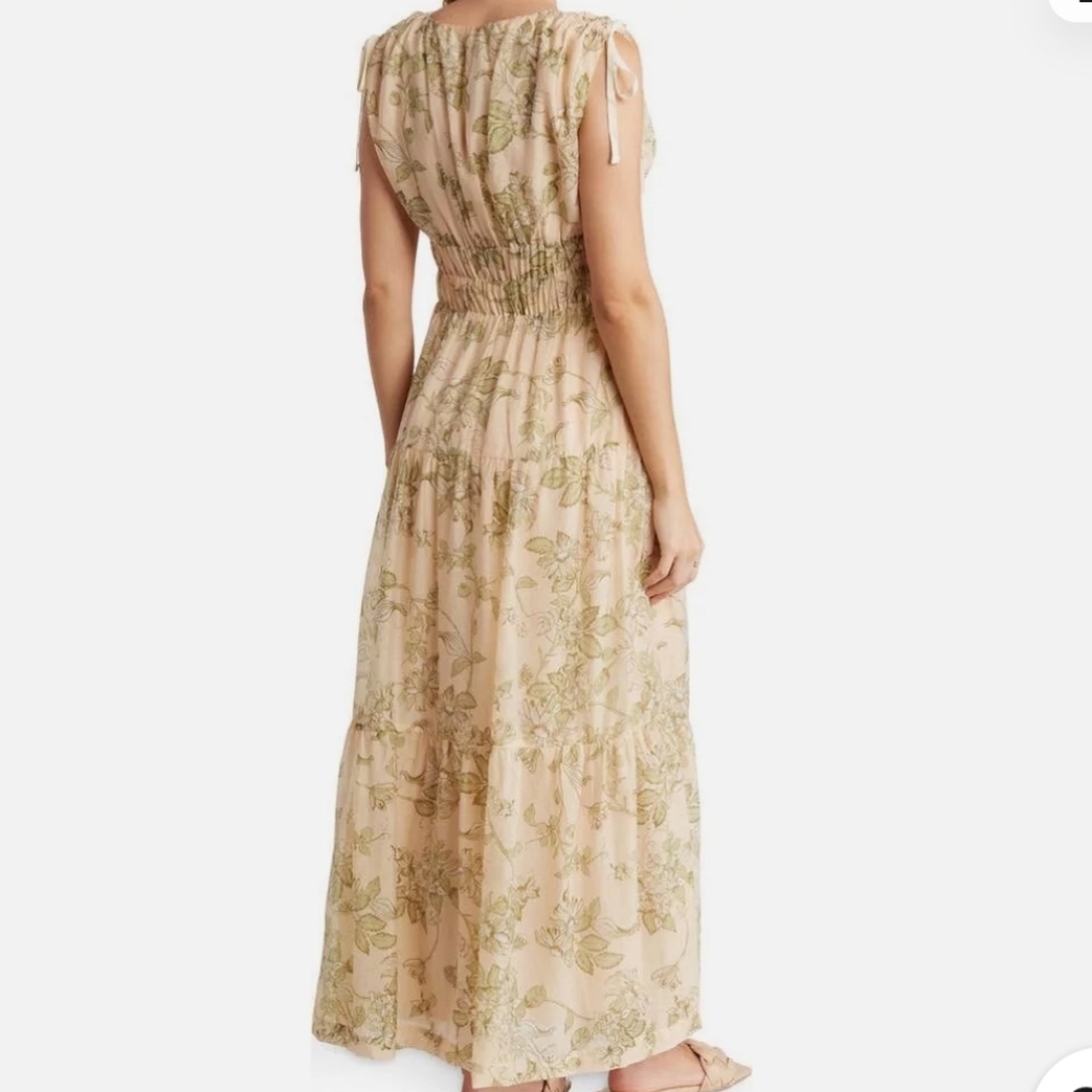 NEW Floral Print Maxi Dress in Cream and Green